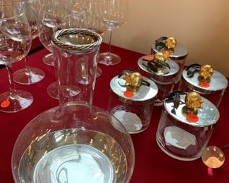 146. Michael Aram Decanter & 5 Candle Containers