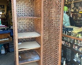 Inside of antique iron pie safe...