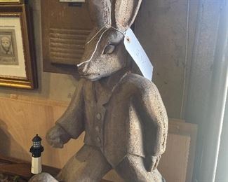 Cool hand carved vintage "BUSINESS RABBIT."