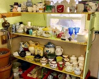 HUGE selection of newer and vintage pottery!  15+ totes full as well!
