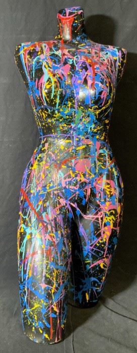 Abstract Expressionist Painted Mannequin Bust
