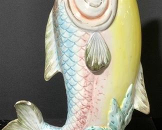 Hand Painted Ceramic Fish Vessel, Italy
