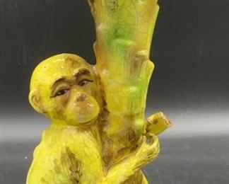 Tabletop Hand Painted Ceramic Monkey Statue
