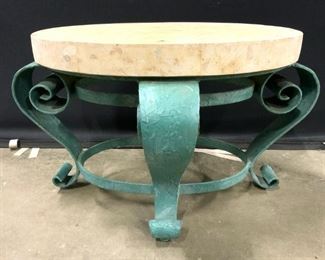 Low Stone Top Table W Painted Iron Base
