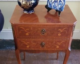 Sweet inlaid two drawer side table