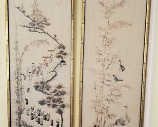 Pair of bamboo framed Oriental prints