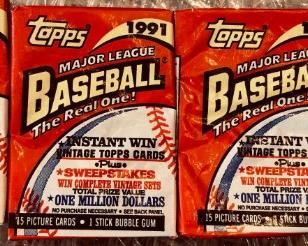 topps 1991 baseball sealed cards