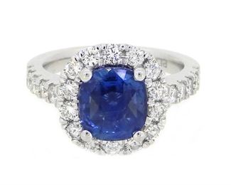 2.21ct Sapphire & 0.98ct Diamond Ring