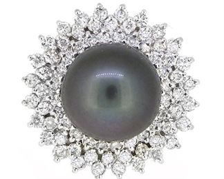 Tahitian Pearl & 2.09ct Diamond Ring
