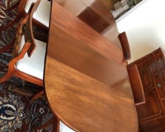 Dining Room table with six upholstered chairs. 