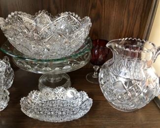 Crystal, cut, and pressed glass 