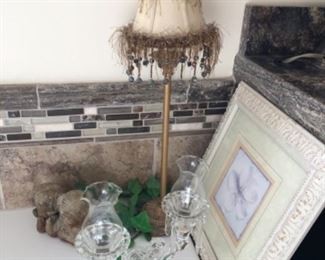 Elegant but fun and funky lamp miscellaneous glass and cherubs.  