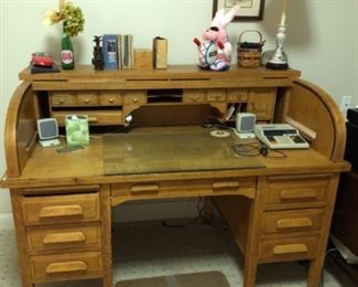 Large Oak Roll Top Desk, Once used in Scobee Funeral Home in Winchester Kentucky. A  piece of Local history. 