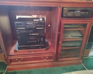 Multiple stereo components and DVD and VHS players