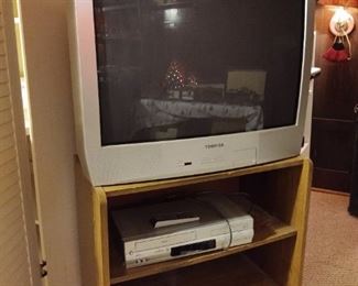 Giant Toshiba tube tv, cart, dvd/vhs player