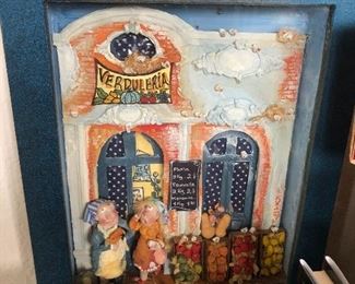 3D paper art framed "Verduleria"