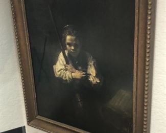 Girl With a Broom Rembrandt print and frame