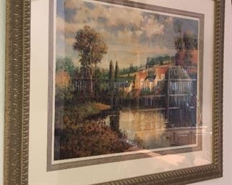 nice wall decor. Large framed print- cottage scene