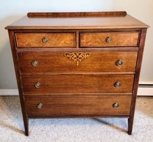 Vintage Dresser. Some light scratches and wear as pictured, but in otherwise great shape. Measures 40” wide, 20” deep and 41” high.