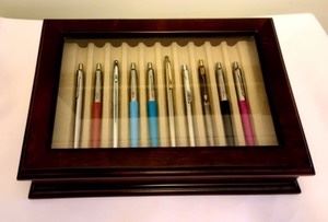 Large Variety Of Vintage Pens. Includes pens from Parker, Sheaffer and the decorative display box from Levenger.