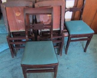 Set of #8 Vintage 1950's folding wood chairs.