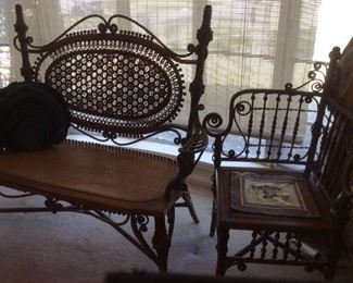 Victorian settee and corner chair