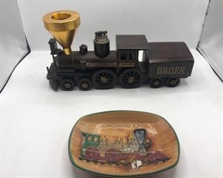 Vintage Locomotive Lighter and Ashtray