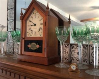 Seth Thomas clock, Bohemian cut to clear wine glasses