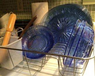 Avon blue glass dishes