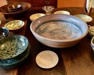 Signed pottery, salad bowls