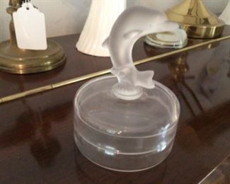 French glass dolphin trinket box