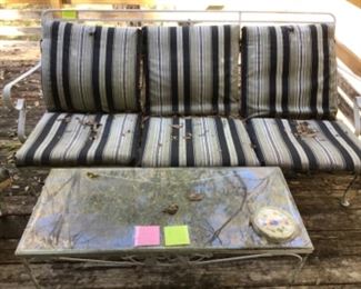 Porch vintage metal couch, table & chairs