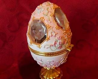 Gold Trimmed Easter Egg Trinket Box and Perfume Decanter