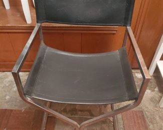Pair of chrome & leather director's chairs