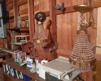 Small pink beaded light fixtures