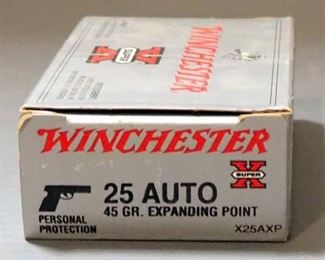 Winchester 25 Auto Ammo, Approx 39 Rds