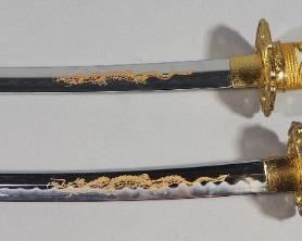 Wakizashi And Tanto Swords, Each With Wood Scabbards