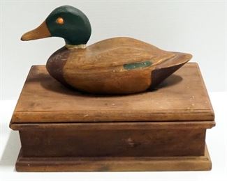 Telemania Mallard Phone And Wood Storage Box With Mallard Top Lid