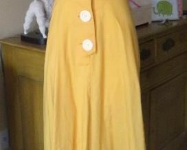 Vintage 1980's yellow cotton dress with oversized white buttons by Norma Kamali