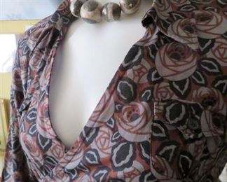 Beautiful bold print on "Dick & Jayne" wrap dress