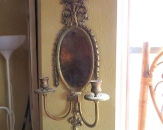1 of pair of mirrored wall mounted candlesticks holders