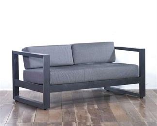 Gray Fabric Cushions, Metal Frame Outdoor Patio Loveseat