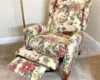 Floral Wing Back Reclining Chair