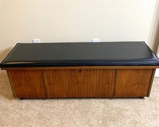Vintage Lane Cedar Chest w/Black Vinyl Upholstered Cushion