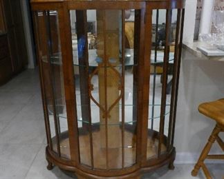 European rounded china cabinet, flag display on top