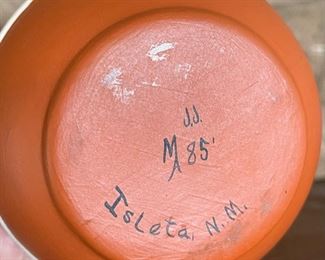 Native American Pueblo Pottery Oil Lamp Isleta, NM 12.5in H