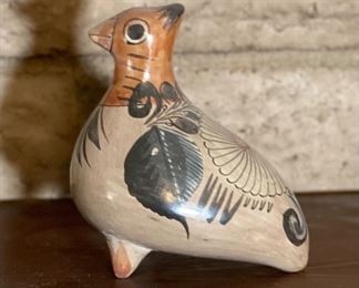 Mexican Hand Painted Pottery Bird 5x5x3.5in HxWxD