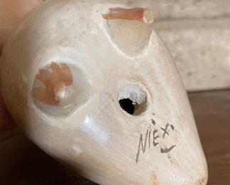 Mexican Hand Painted Pottery Bird 5x5x3.5in HxWxD