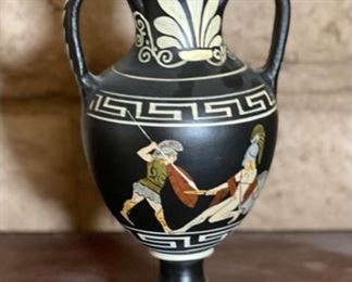Greece Vase Porcelain Black Pottery Greek 8.5in H