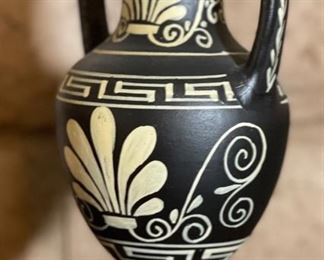Greece Vase Porcelain Black Pottery Greek 8.5in H